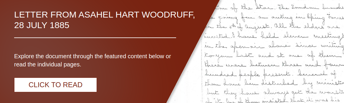 Letter from Asahel Hart Woodruff, 28 July 1885 [LE-39423]